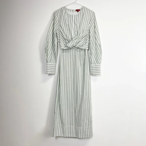 STAUD Dresses & Skirts - NEW STAUD Crosshill Midi Dress Womens Size Medium Moss Green Long Sleeve NWOT